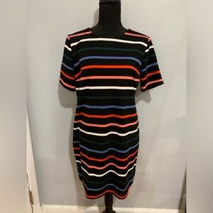 Old Navy Black Mini Multi-Colored Striped Dress